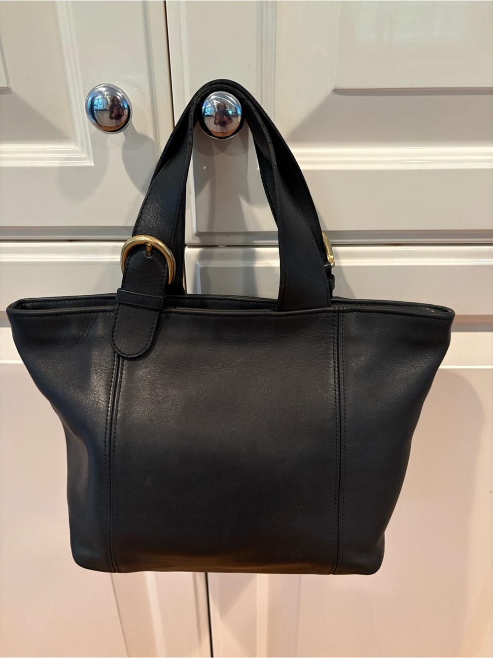 Vintage Coach Mini Waverly Tote 4133 Black Leather, Brass Hardware - Very Good! - Picture 2 of 8